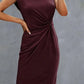 Rot Midi Kleid für Damen mit kurzen Ärmeln