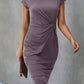 Grau Midi Kleid für Damen mit kurzen Ärmeln