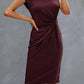 Rot Midi Kleid für Damen mit kurzen Ärmeln