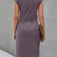Grau Midi Kleid für Damen mit kurzen Ärmeln