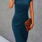 Blau Midi Kleid für Damen mit kurzen Ärmeln