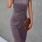 Grau Midi Kleid für Damen mit kurzen Ärmeln