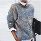 Oliv - eleganter pullover mit aufdruck