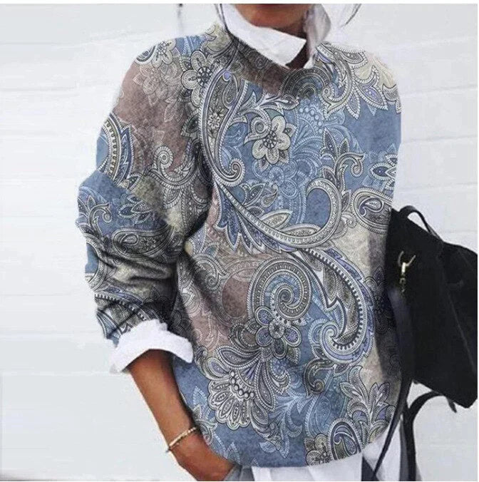 Oliv - eleganter pullover mit aufdruck