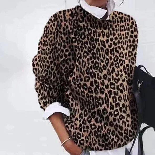 Oliv - eleganter pullover mit aufdruck