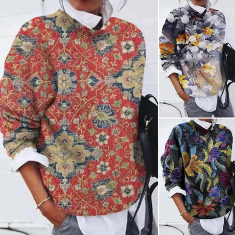 Oliv - eleganter pullover mit aufdruck