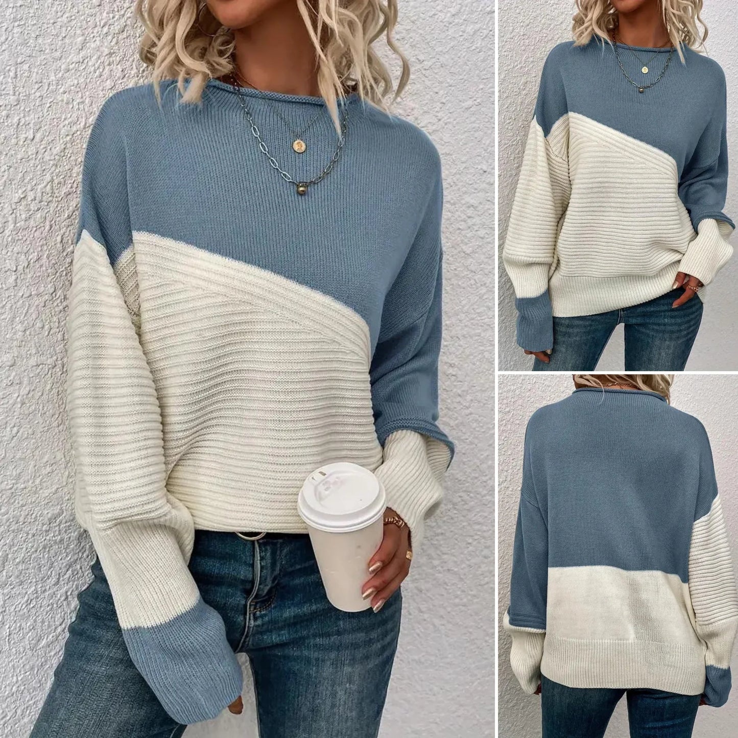 Ollie - pullover mit rundhalsausschnitt und farbblöcken