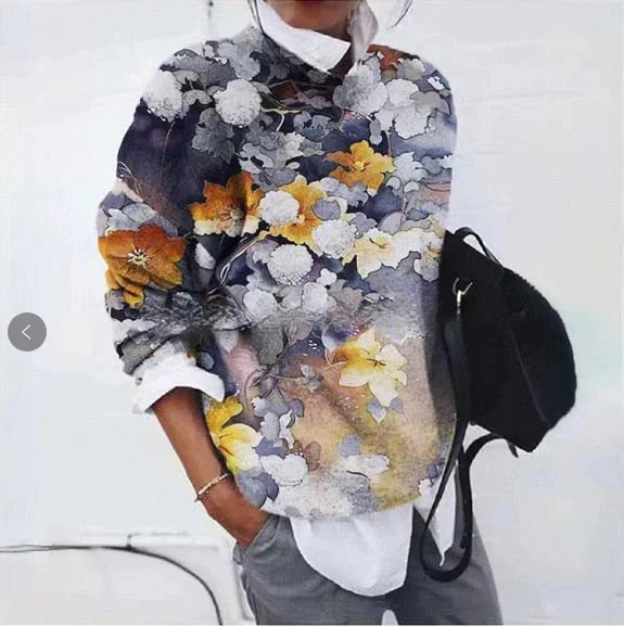 Oliv - eleganter pullover mit aufdruck