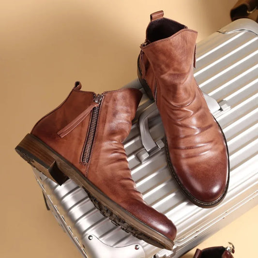 Elegante chelsea-boots aus echtem leder für herren