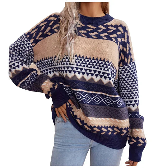 Haze – retro strickpullover mit kontrastdetails