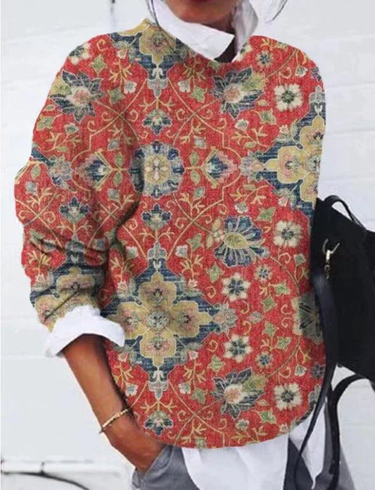 Oliv - eleganter pullover mit aufdruck