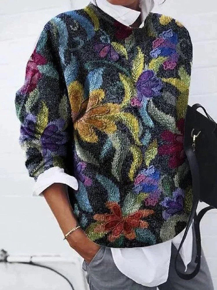 Oliv - eleganter pullover mit aufdruck