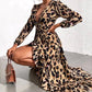 Trendiges leopardenmuster maxi-kleid