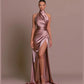 Harper – satin-cocktailkleid ohne schlitz hinten