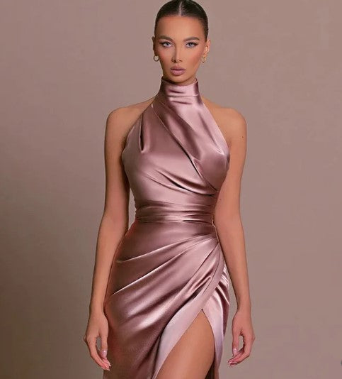 Harper – satin-cocktailkleid ohne schlitz hinten