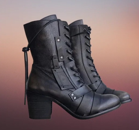 Emma - Wilde Retro-Motorradstiefel mit dicker Sohle
