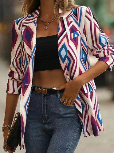 Teena-blazer mit geometrischem muster