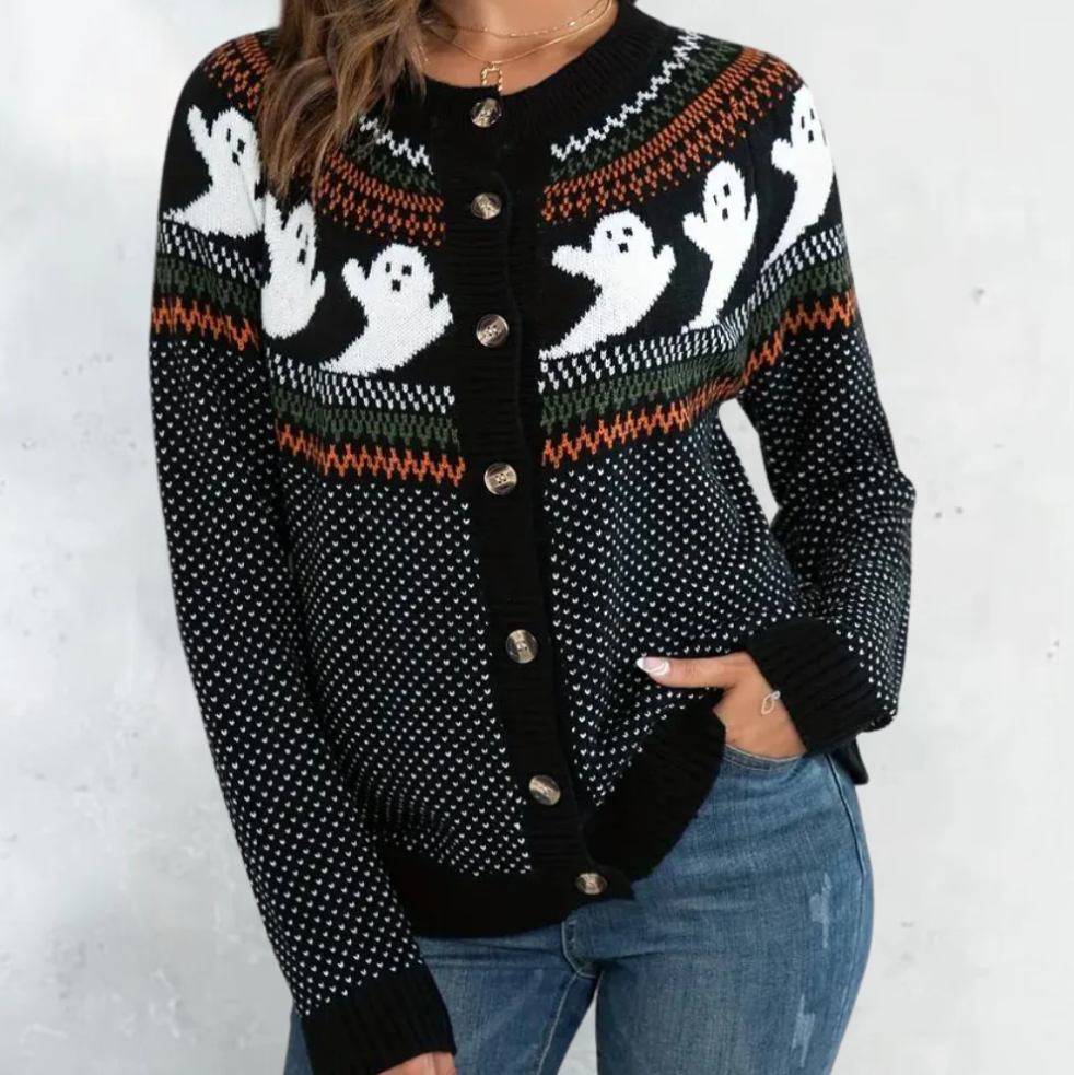 Marika – bezaubernde strickjacke mit geistermotiv