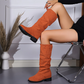 Runde zehenstiefel mit mittlerer schafthöhe für damen