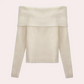 Leorina – stylischer off-shoulder-pullover für damen mit elegantem strickmuster