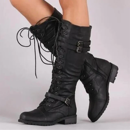 Lulu - retro-schnürstiefel mit schnalle