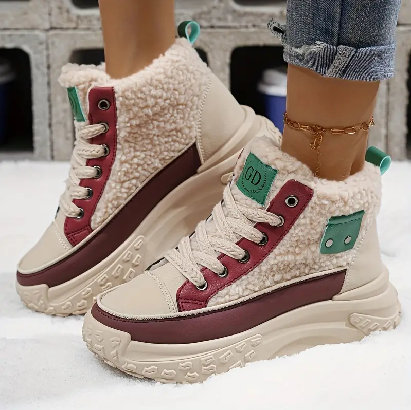Gemütlich – mit fleece gefütterte schneestiefel für den lässigen winterstil für damen