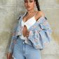 Moxie - jeansjacke mit blumenmuster