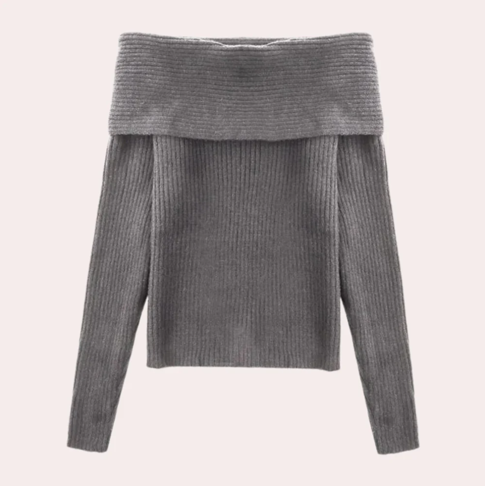 Leorina – stylischer off-shoulder-pullover für damen mit elegantem strickmuster