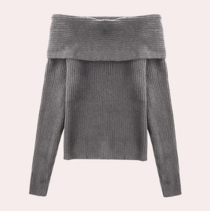 Leorina – stylischer off-shoulder-pullover für damen mit elegantem strickmuster