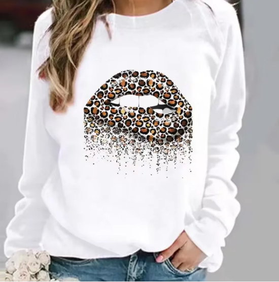 Halia – baumwollpullover mit lippendruck