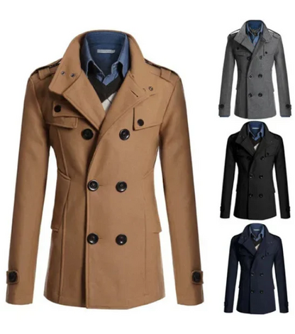 Herren-wintermantel - eleganter trenchcoat mit stehkragen und thermosiegel