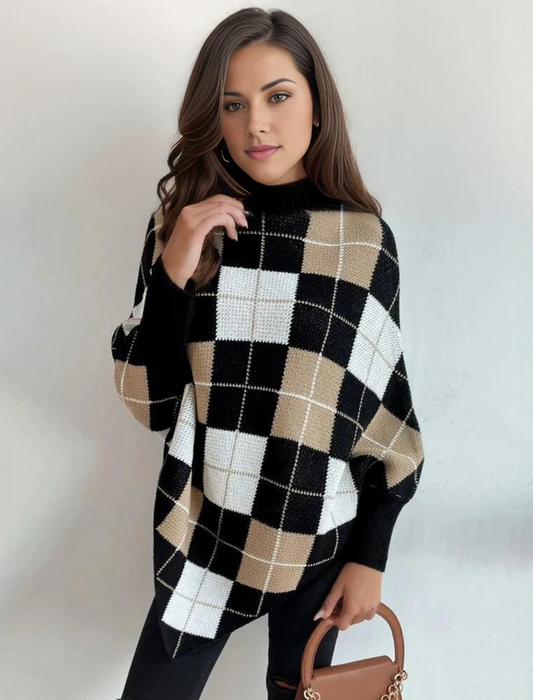 Lina | eleganter pullover mit hohem ausschnitt