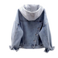 Lia  - lässige damen jeansjacke mit kapuze