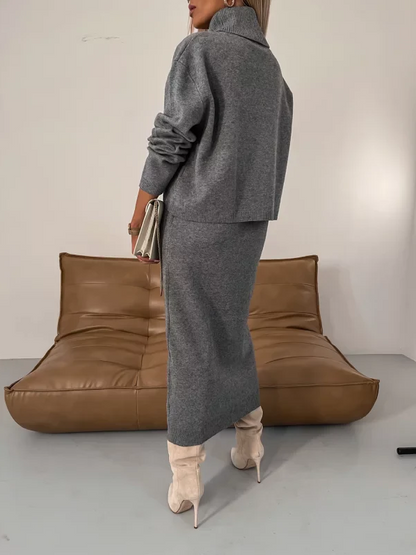 Aida - kuscheliges, modernes strick-herbst-winter-set für damen