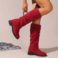 Runde zehenstiefel mit mittlerer schafthöhe für damen