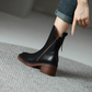 Elegante damenstiefelette aus echtem leder mit blockabsatz