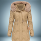 Bunter parka mit pelzkragen