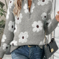 Margaret| pullover mit blumenmuster und halbem reißverschluss