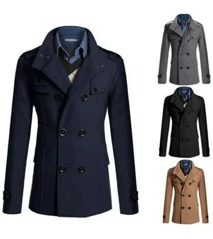 Herren-wintermantel - eleganter trenchcoat mit stehkragen und thermosiegel