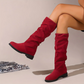 Runde zehenstiefel mit mittlerer schafthöhe für damen