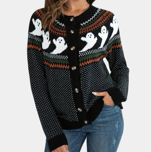 Marika – bezaubernde strickjacke mit geistermotiv