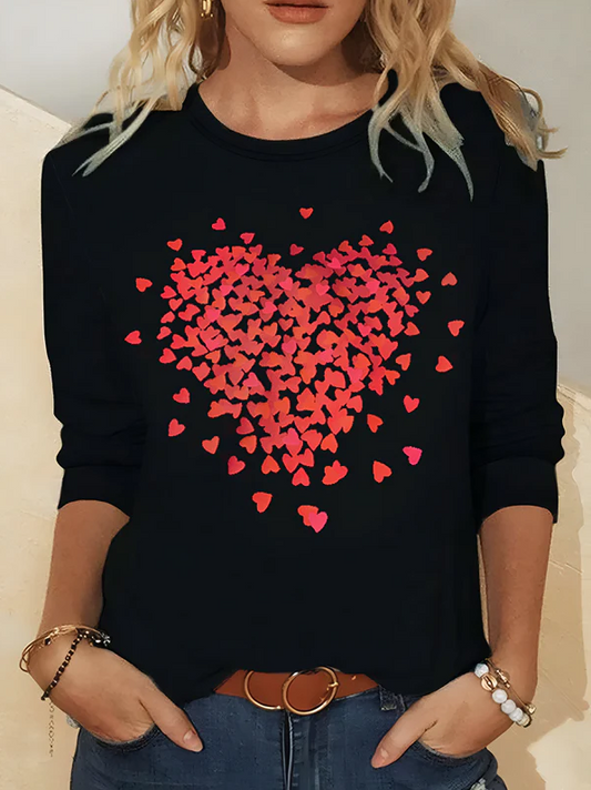 Iva | langarm-top mit herz-print