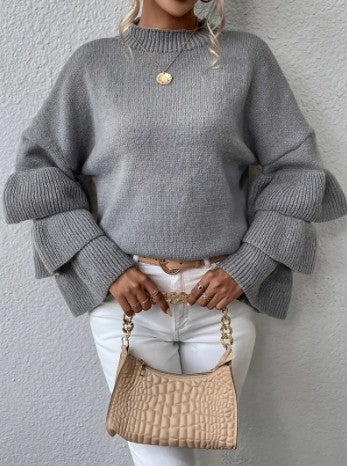 Lauri – stylischer strickpullover mit lagen und glockenärmeln