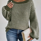 Olivgrün - strickpullover mit abgesenkten schultern