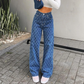 Luca - rautenförmige jeans mit hoher taille