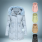 Bunter parka mit pelzkragen