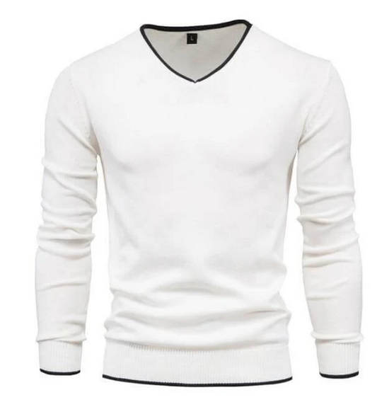 Slim-Fit-Pullover aus Sterlingsilber mit V-Ausschnitt