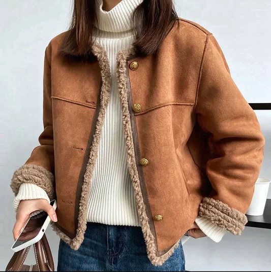 Damenjacke aus wildleder mit eleganter passform