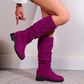 Runde zehenstiefel mit mittlerer schafthöhe für damen
