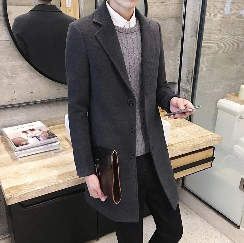 Herren wollmantel, elegante businessjacke - büro und freizeit